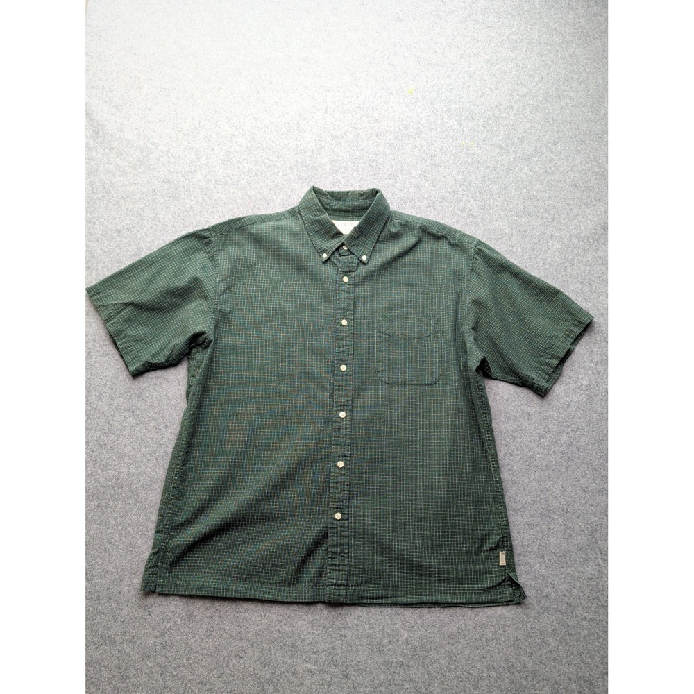 J Crew Button Down Shirt Men's Sz L Green Check Short Sleeves